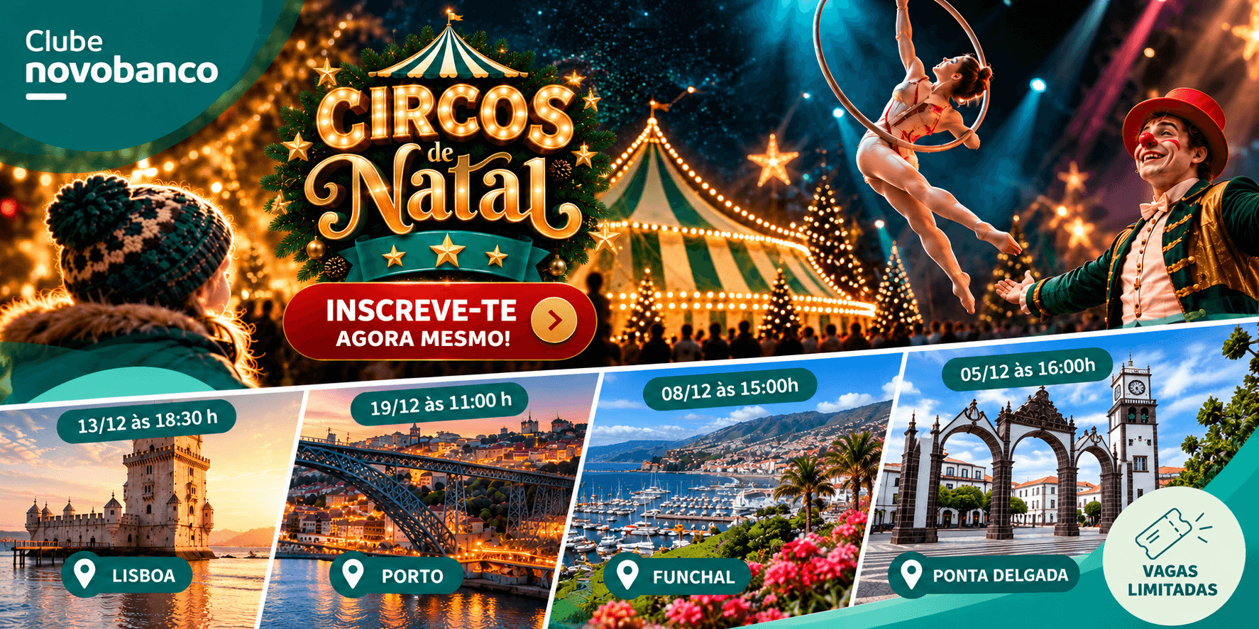 Circo de Natal Clube novobanco 2026 no Coliseu dos Recreios em Lisboa 🎪