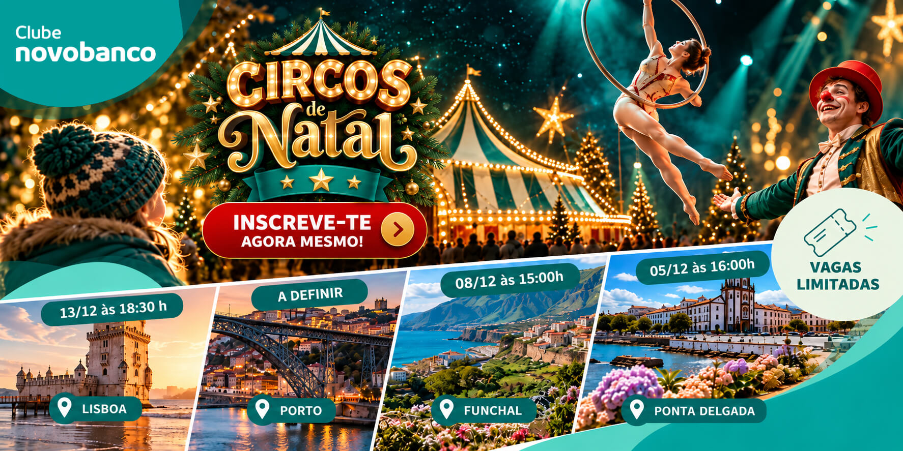 Circo de Natal Clube novobanco 2026 no Coliseu dos Recreios em Lisboa 🎪